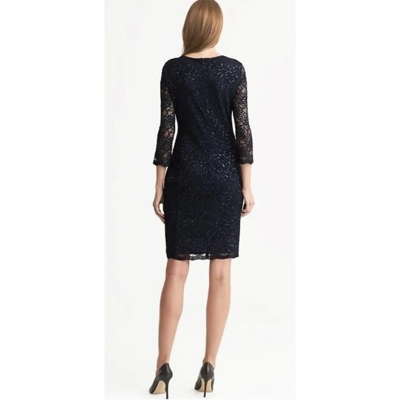 Banana Republic L'Wren Scott Collection Navy Lace Knee Length Maxi S 6 - Picture 3 of 12